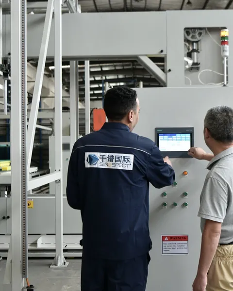 Contrôle au pupitre d’une machine en usine
