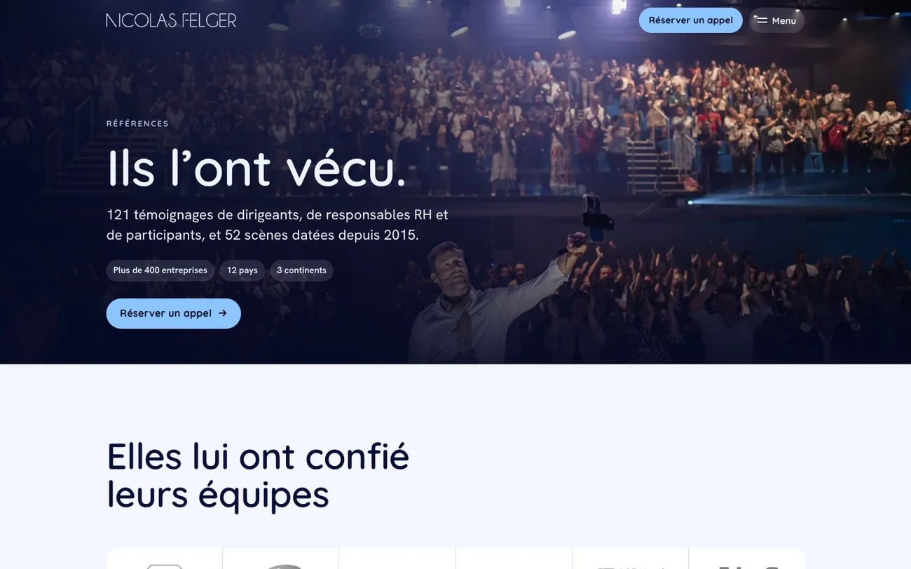La page Références